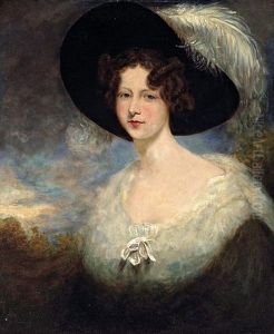 A Portrait Of A Lady, In A Picture Hat Decorated With An Ostrich Plume