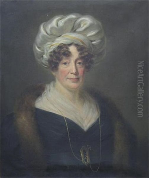 Portrait Of A Lady Wearing A Turban And A Fur Sash - view 1