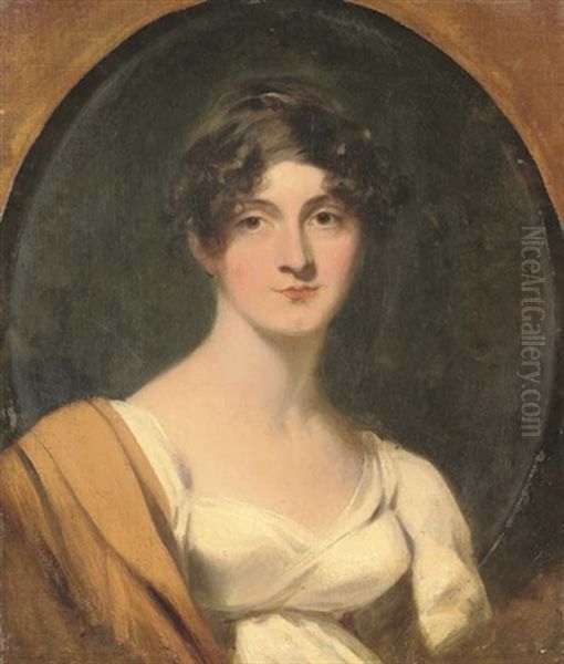Portrait Of Mrs Jordan In A White Dress And Yellow Shawl - view 1