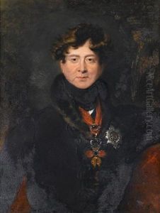 A Portrait Of King George Iv, Bust-length, In A Fur-trimmed Coat And Wearing The Badge Of The Order Of The Garter And The Spanish Order Of The Golden Fleece by Thomas Lawrence