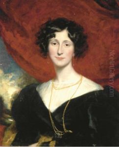 Portrait Of A Lady (lady Mostyn?), Half-length, In A White Chemise And Black Dress, A Landscape Beyond