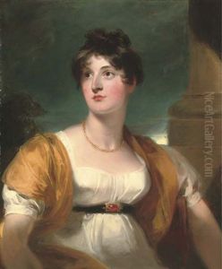 Portrait Of Anne, Lady Lethbridge (d.1857), Half-length, Seated In A White Dress With A Gold Wrap, By A Pillar