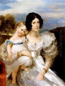Portrait Of A Mother And Child In A Parkland by Thomas Lawrence