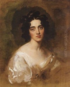 Portrait Of Lady Georgina North Wearing A White Dress