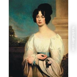 A Portrait Of A Lady Holding A Rose (miss Mary Usticke?) by Thomas Lawrence