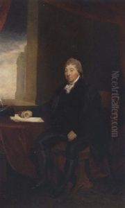 Portrait Of Sir Robert Wigram, 1st. Bt., Seated In An Interior Beside A Draped Table, His Left Hand Resting On Some Papers