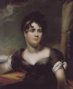 Portrait Of Mary-anne Charlotte Brotherton Wearing A Black Dress, And A Gold Headdress, With A Landscape Beyond Portrait Of Mary-anne Charlotte Brotherton Wearing A Black Dress, And A Gold Headdress, With A Landscape Beyond