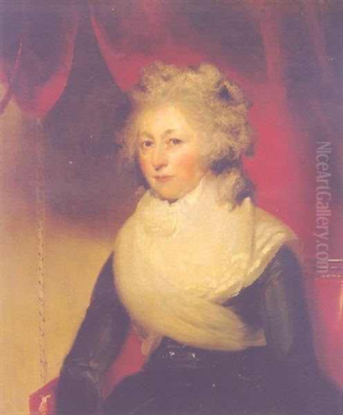 Portrait Of A Lady Wearing A Black Dress With A White Shawl - view 1