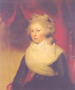 Portrait Of A Lady Wearing A Black Dress With A White Shawl