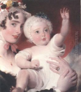 Portrait Of Priscilla Anne, Lady Burghersh, Later Countess Of Westmorland, With Her Son, The Hon. George Fane by Thomas Lawrence