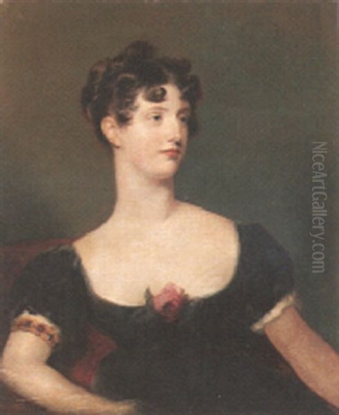 Portrait Of Lady Beresford, Wearing Black Dress Decorated With Red Rose - view 1