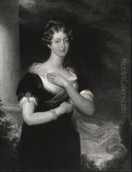 Portrait Of Princess Charlotte Standing Beside A Column - view 1