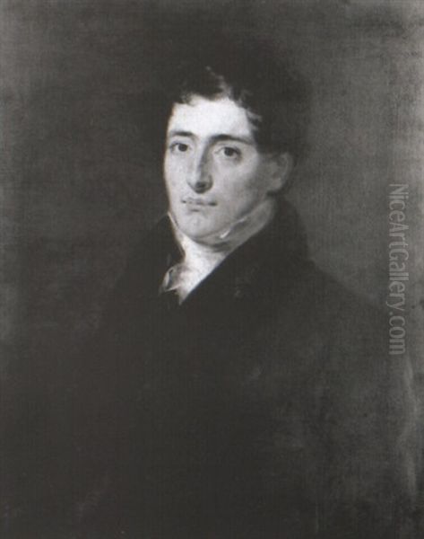 Portrait Of A Gentleman Wearing A Black Coat And White Stock - view 1