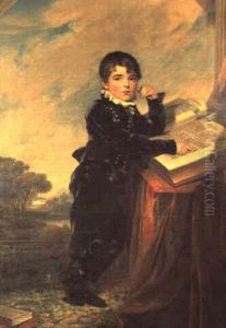 Portrait Of John Garratt Jnr Aged 8 1/2 Years, Standing Full Length, His Right Hand Resting On An Open Bible... by Thomas Lawrence