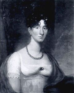Portrait Of A Lady, Half Length, Wearing A White Dress And  Red Wrap