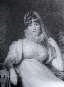 A Lady, Three-quarter Length, Seated                        Wearing A White Dress, A Landscape Beyond by Thomas Lawrence