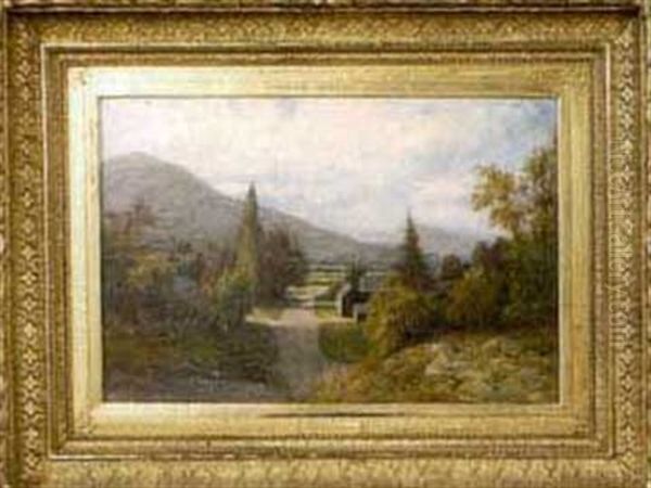 Late Summer Landscape With Houses In Mountain Setting - view 1
