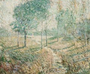 Spring Landscape And Harbor Scene (a Double Sided Work) by Ernest Lawson
