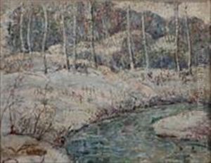Snow Brook In Connecticut Woods, Winter by Ernest Lawson