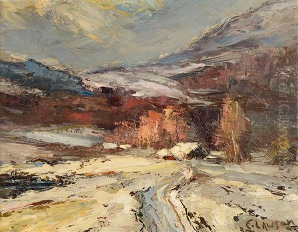An Impressionistic Winter Scene With Mountainous Homestead Engulfed In Snow Drifts - view 1