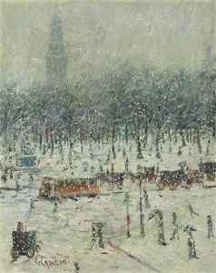 New York Snow Scene With Madison Square Garden In The Distance by Ernest Lawson