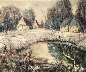 Snow Scene With Cottages