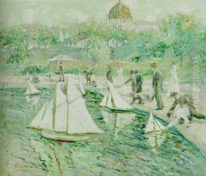 Model Sailboat Pond, Central Park, New York by Ernest Lawson