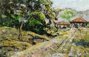 Landscape With Red Roofed Huts In The Distance by Ernest Lawson
