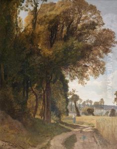 Promeneur Sur Un Chemin Le Long D'une Foret by Jean-Joseph Bellel