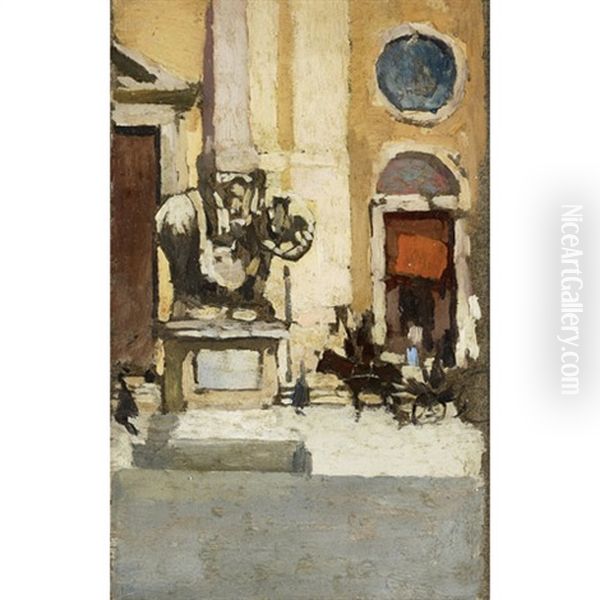 Bernini Monument In Front Of ? Santa Maria Sopra Minerva ?, Piazza Della Minerva, Rome - view 1