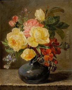 Nature Morte Au Vase De Fleurs Sur Un Entablement by Jean-Pierre Lays