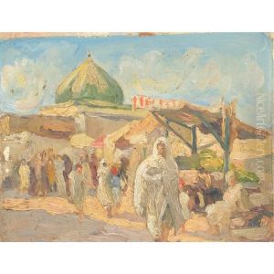 Souk El Belat/ Au Cafe/ Rues Animees Sous Les Arcades by Lazare-Levy