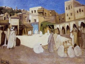 Personnages Dans Un Village Oriental
