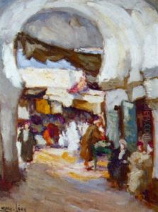 Scene De Bazar A Tunis by Lazare-Levy