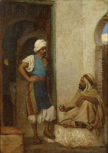 Gesprek Tussen Twee Oosterse Mannen by Jean Raymond Hippolyte Lazerges