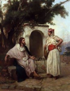 Jeune Couple Pres Du Puit by Jean Raymond Hippolyte Lazerges