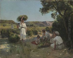 Gleaners Resting In The Shade by Jean Baptiste Paul Lazerges