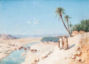 Passage De La Caravane Dans L'oued