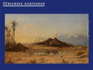 Beduinenzelte An Der Oase Mit Kriegern by Jean Baptiste Paul Lazerges