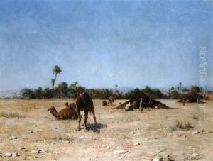 Campement De Nomades, Biskra by Jean Baptiste Paul Lazerges