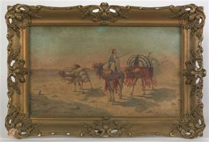 Middle Eastern Caravan Scene by Jean Baptiste Paul Lazerges
