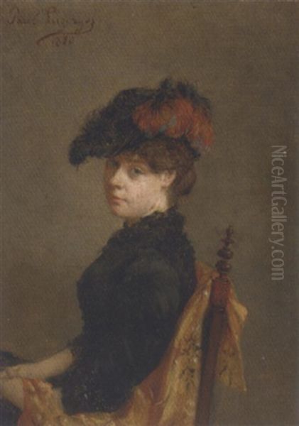 Portrait Of A Lady In A Feather Hat - view 1