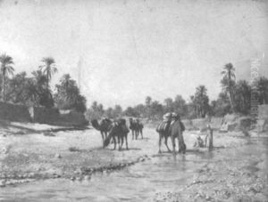 Caravan Arrivant At Biskra