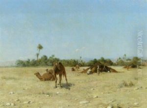 Camels By An Arab Encmpment by Jean Baptiste Paul Lazerges