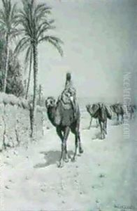 A Caravan In North Africa by Jean Baptiste Paul Lazerges