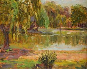 Paisaje Con Lago by Alfredo Lazzari