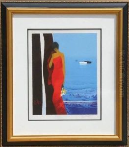 Woman Standing By The Sea by Auguste Emile Bellet