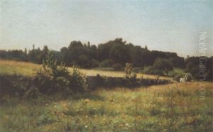 Charrette Dans Les Champs by Ernest Le Villain