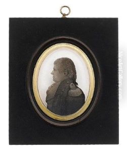 A Silhouette Of Admiral Sir Thomas Foley Gcb, Profile To The Left, Wearing Coat With Epaulette, Waistcoat And Frilled Chemise, His Hair Worn In A Pigtail