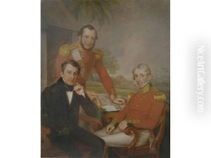 Triple Portrait Of Colonel Sir James Jackson, Major George Lee, And Major General Brice Wakeford Lee by James Leakey